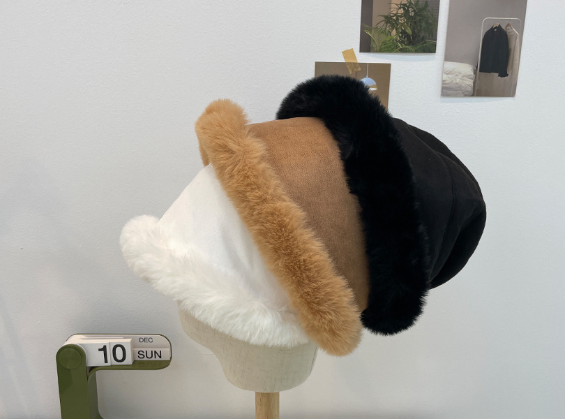 언트퍼벙거지 스웨이드 여성 겨울 털 버킷햇 모자